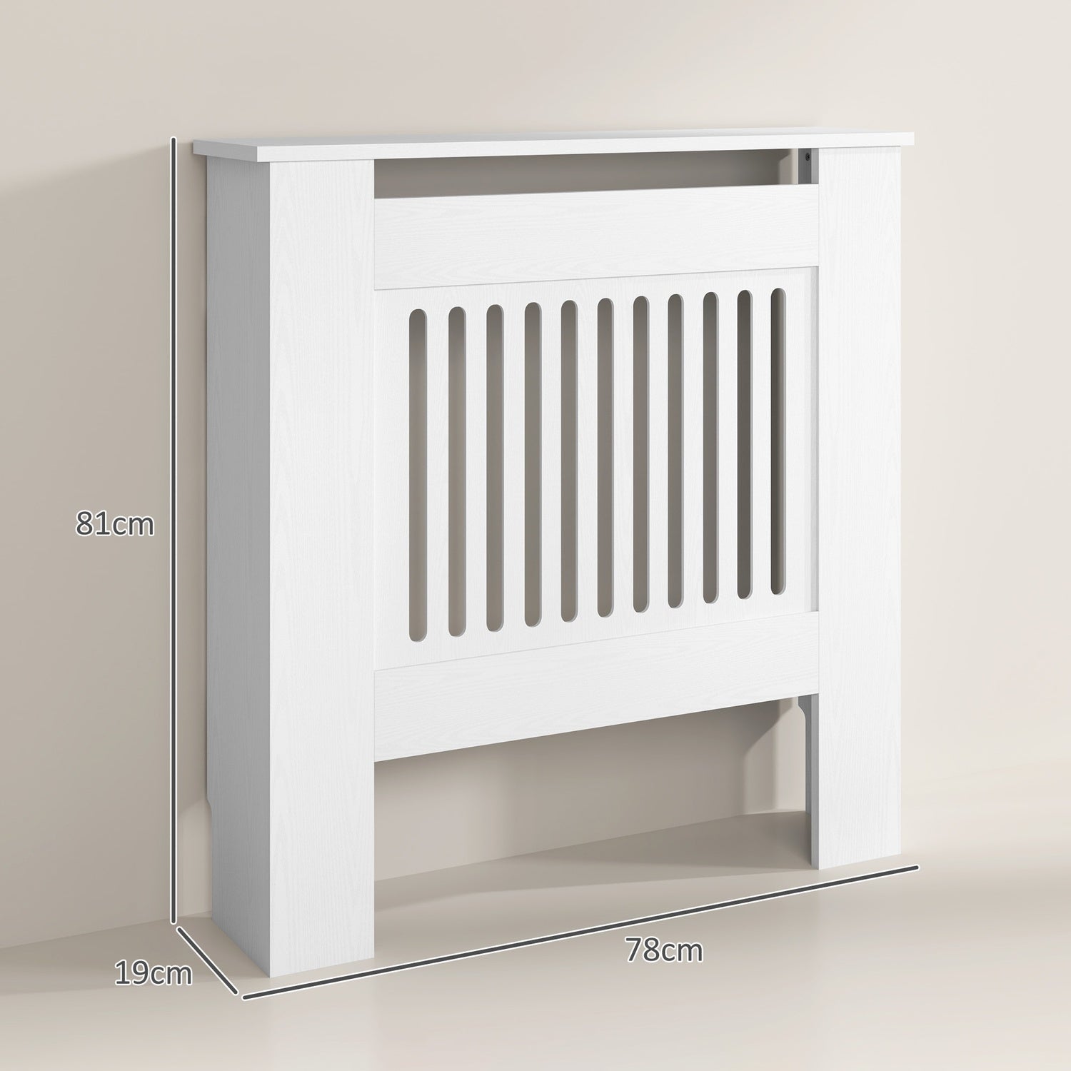 Vit kylarlock med horisontella lameller, 78x19x81cm