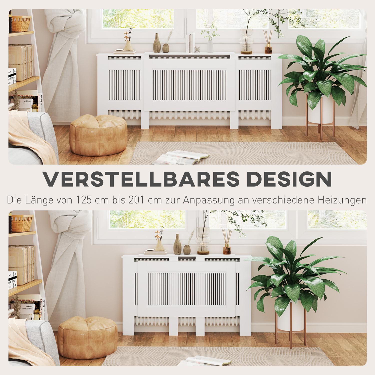 Utdragbart vitt kylarskydd med hylla, spaltdesign