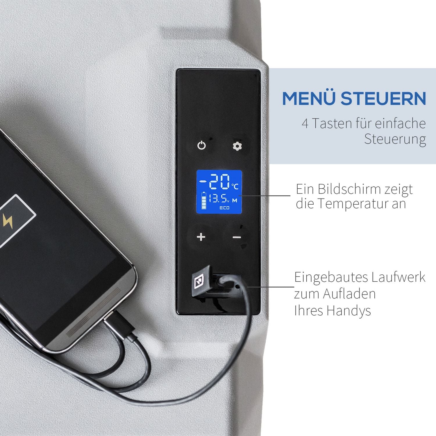 50L Elektrisk kylbox Bilkylskåp, Dual Voltage, Grå