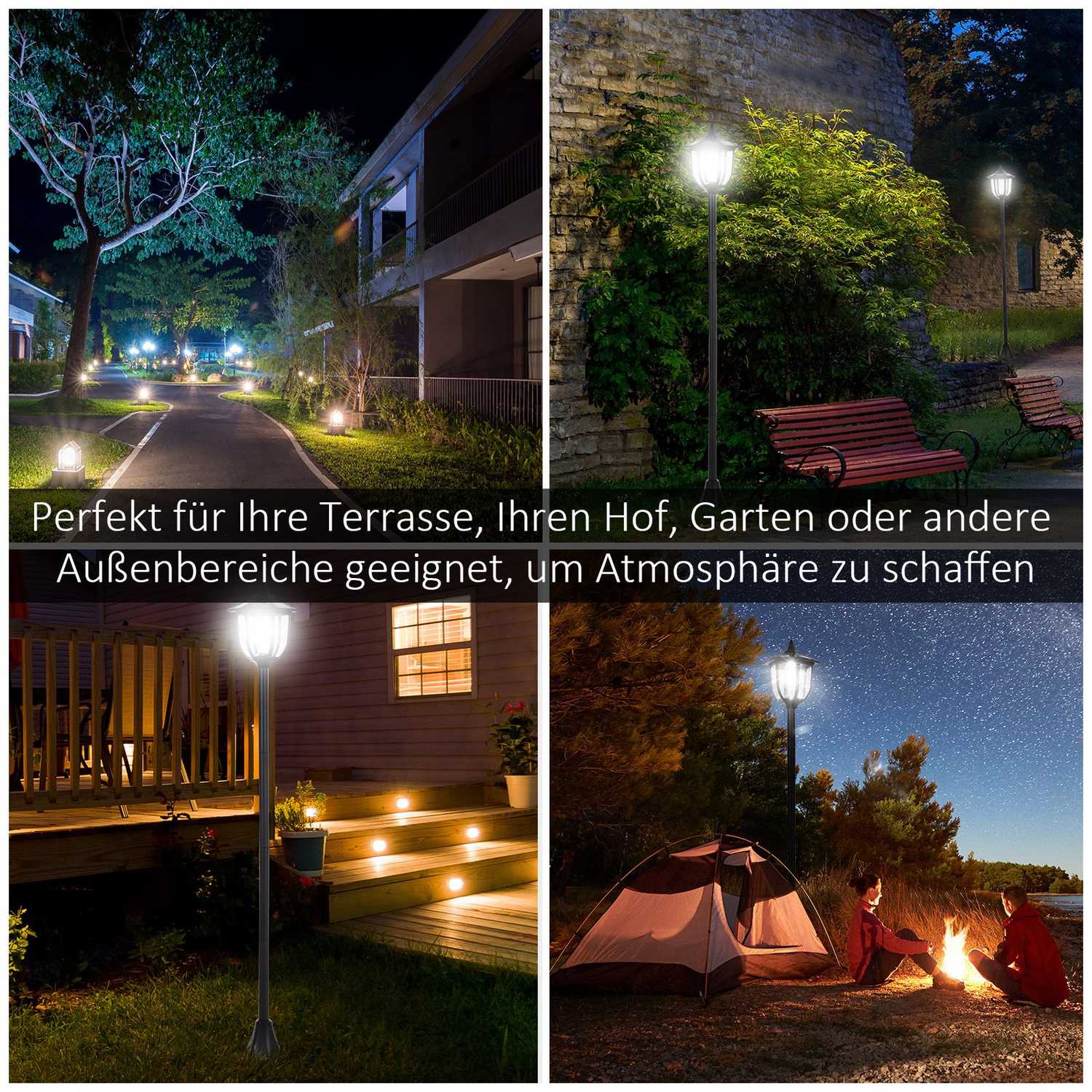 LED Solar Garden Lantern – 30/60 Lumen, Plast, Svart