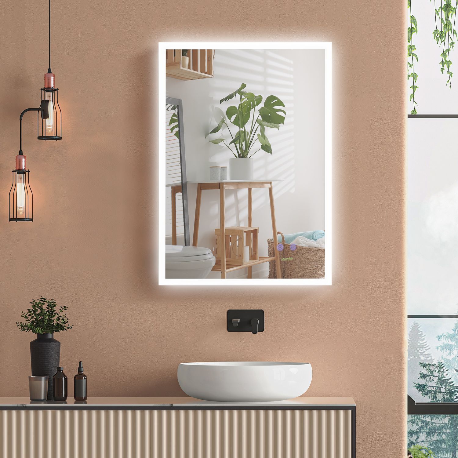 LED badrumsspegel – anti-dimma, IP44 vattentät, aluminium