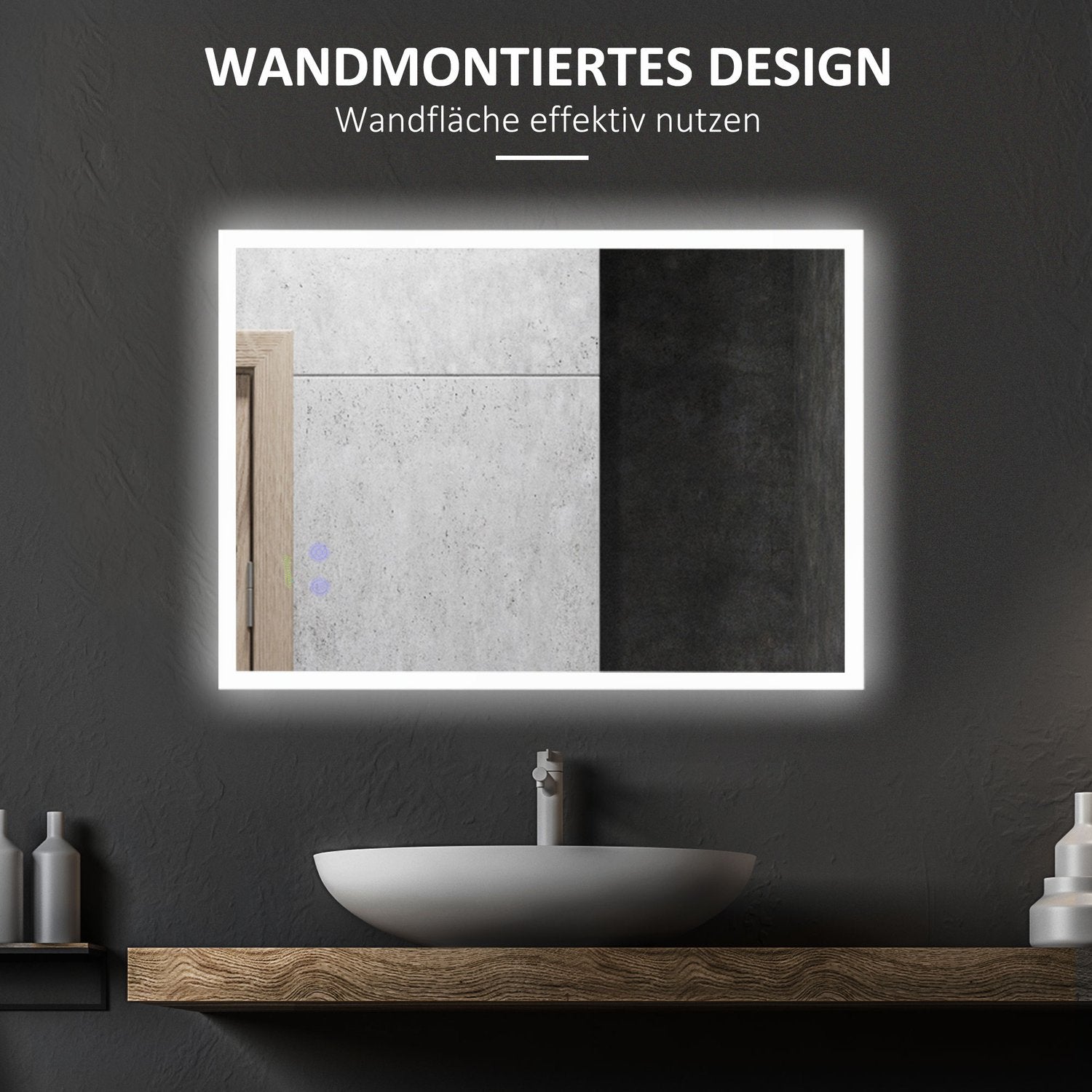 LED badrumsspegel – anti-dimma, IP44 vattentät, aluminium