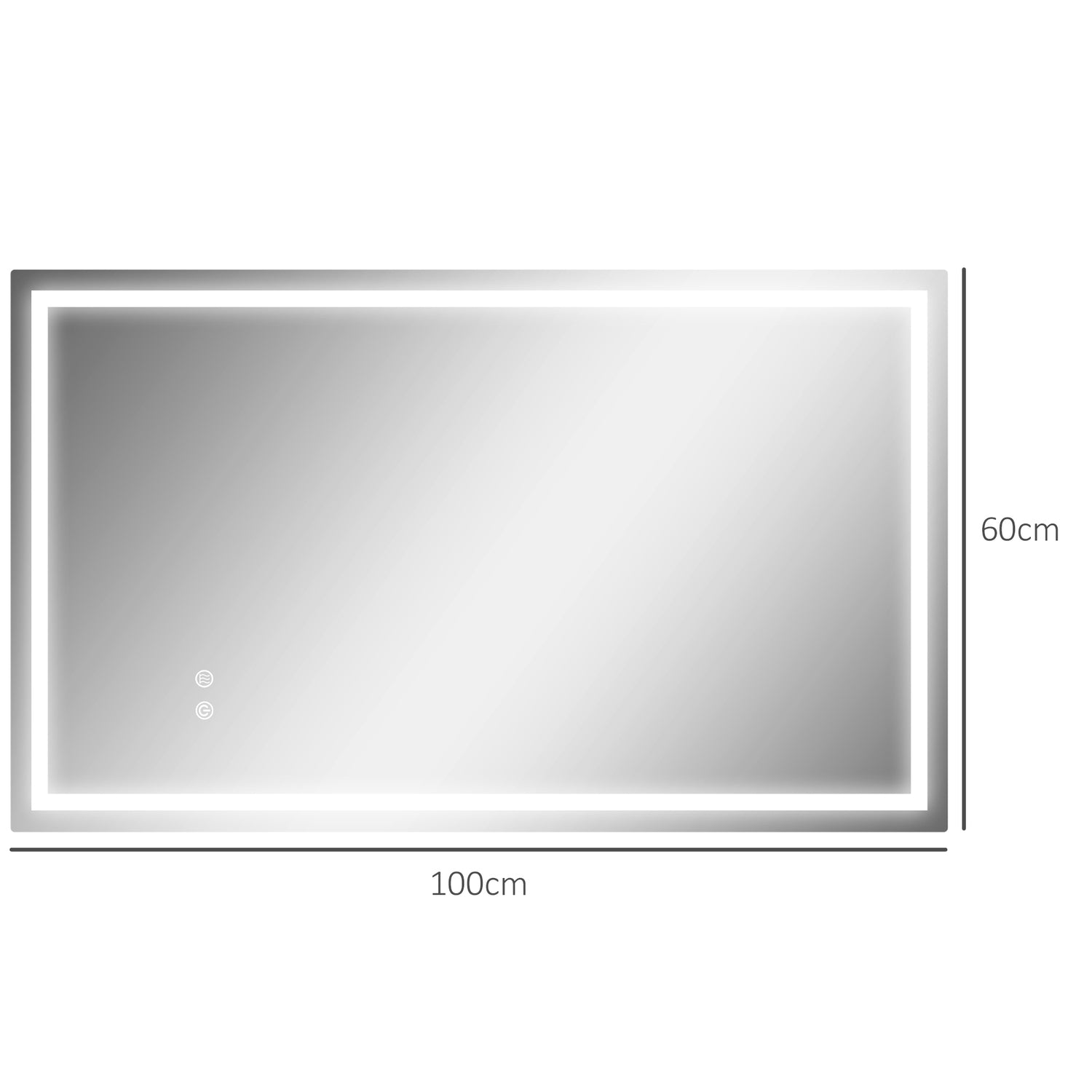 LED badrumsspegel – justerbar ljusstyrka, anti-dimma, 100x60 cm