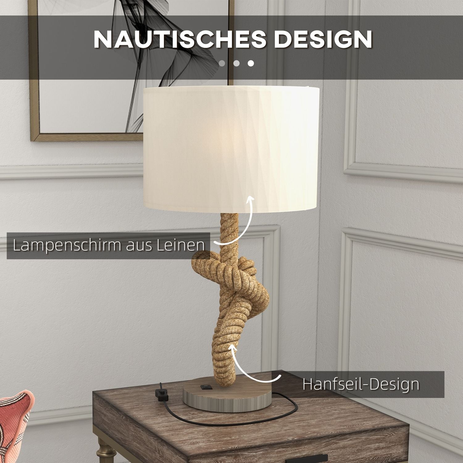 LED-bordslampa, USB-laddningsbar, E27-sockel, metalllinne