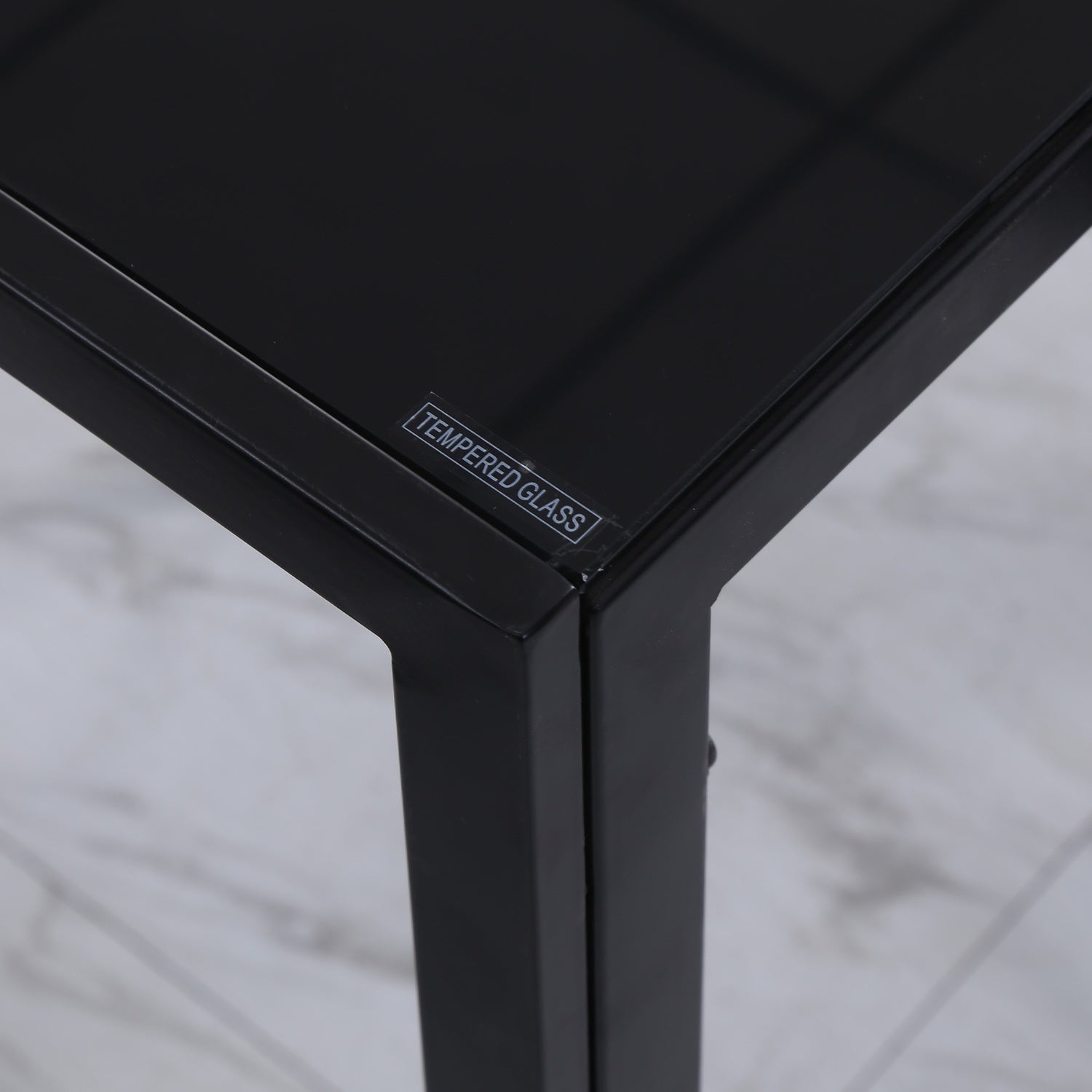 LED köksmatbord för 4, härdat glas, svart