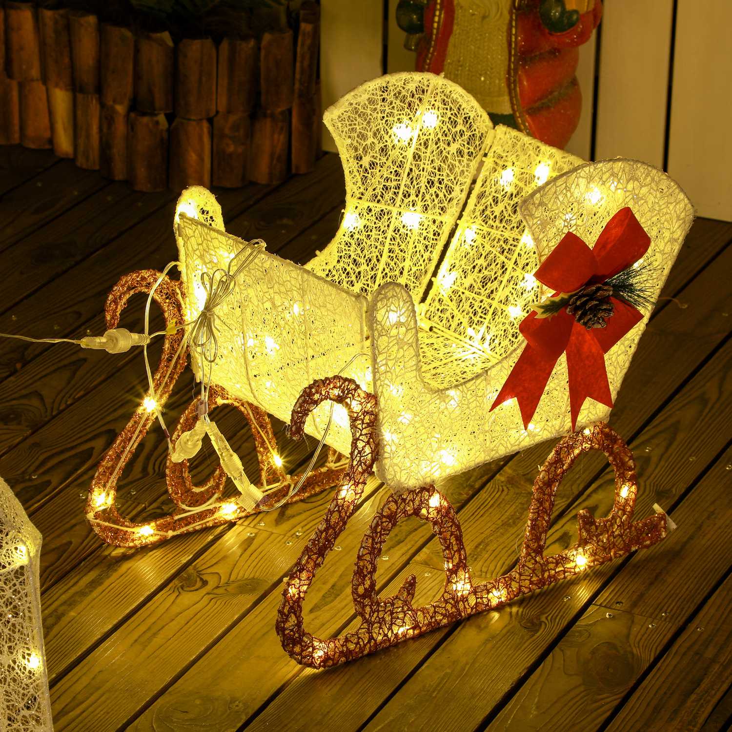 LED-ren- och slädedekoration, 170 vita lampor