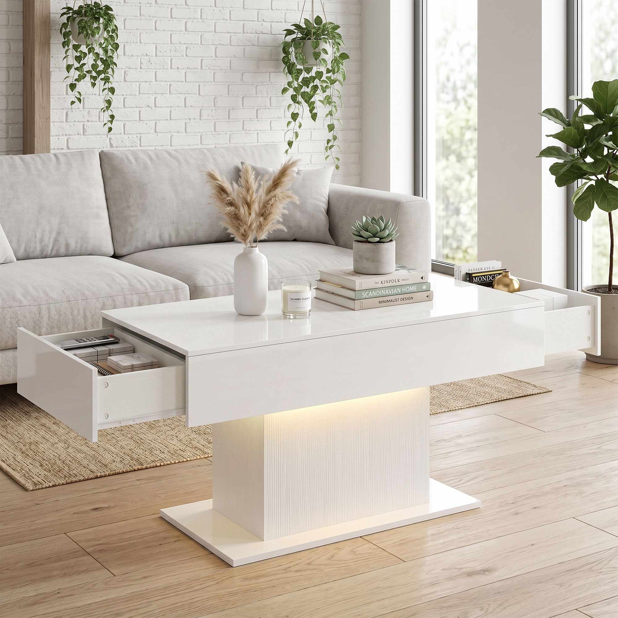 LED-soffbord, RGB, högblankt vitt, 2 lådor