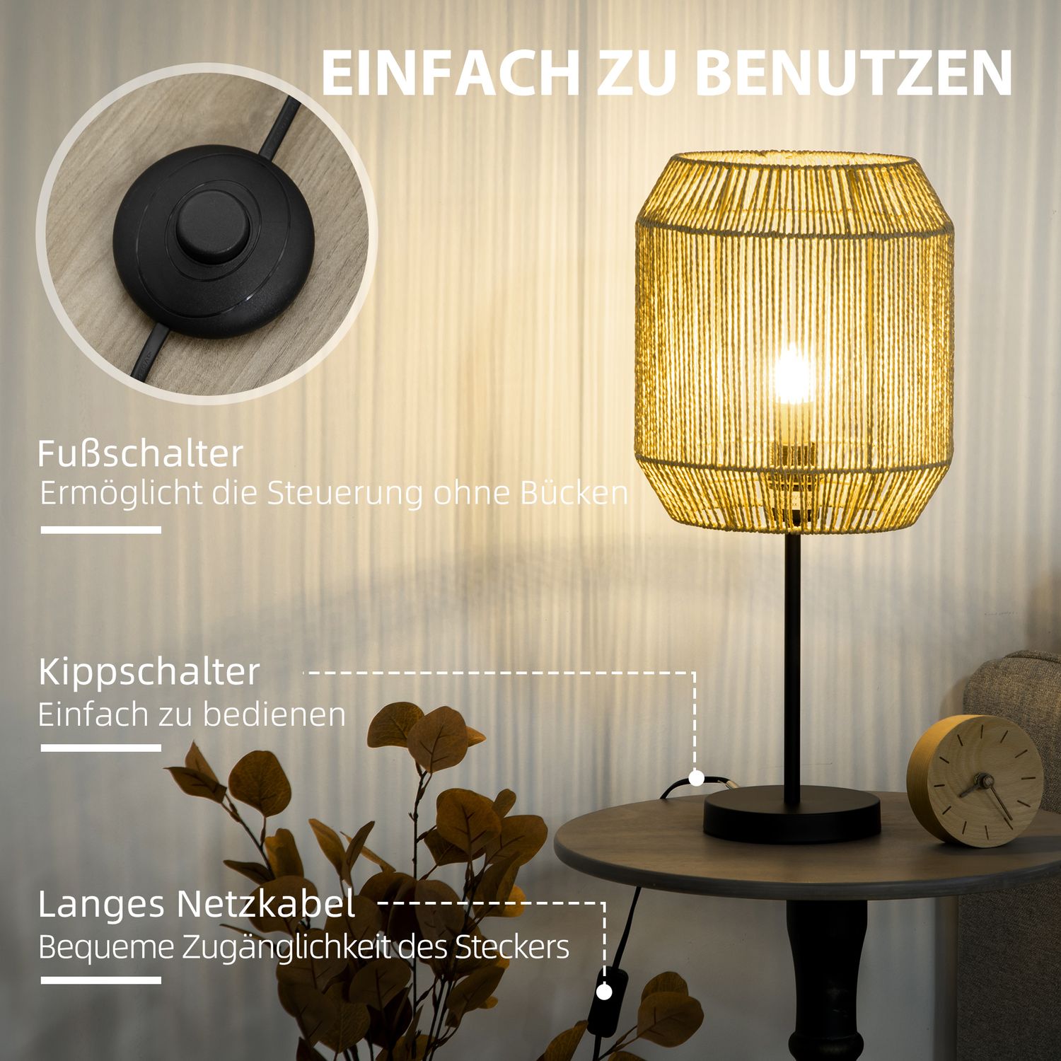 Lampset om 2 – golv och bord, E27 sockel, linneskärm