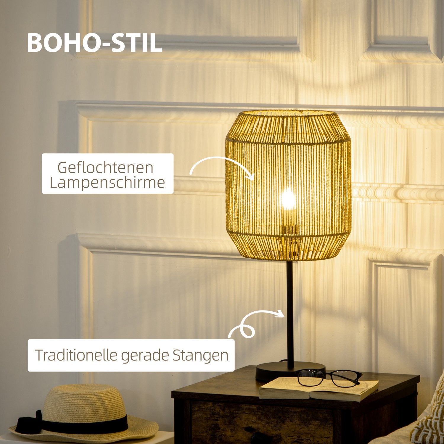 Lampset om 2 – golv och bord, E27 sockel, linneskärm