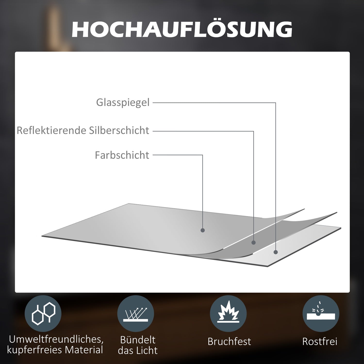 LED badrumsspegel med 3X förstoring, Touch, Anti-Imma