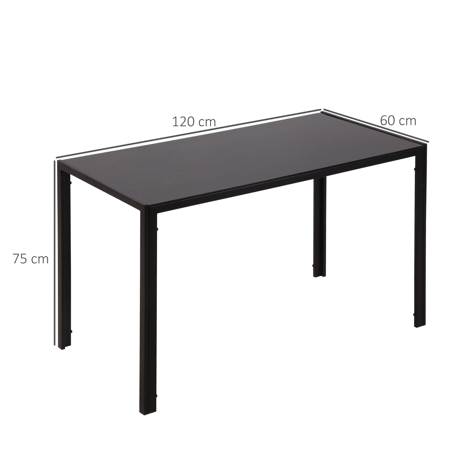 LED köksmatbord för 4, härdat glas, svart
