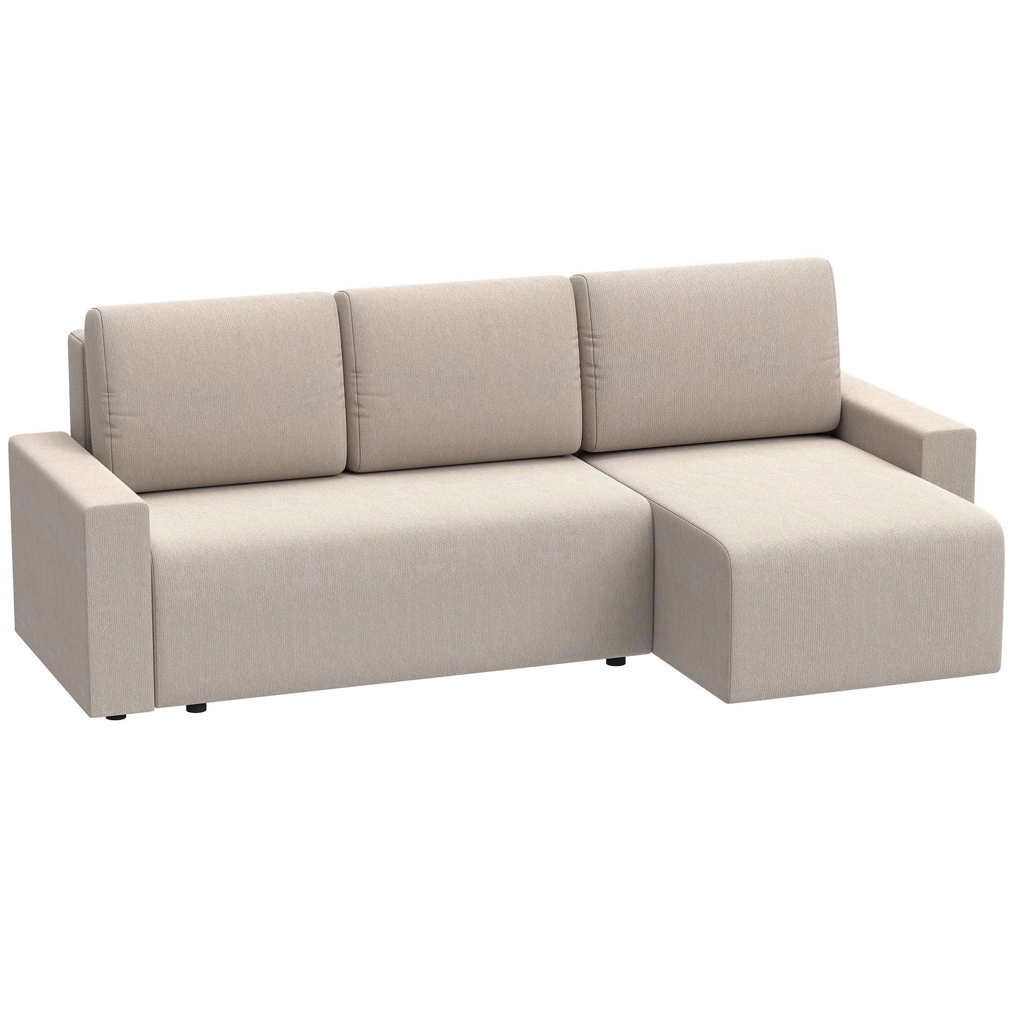 L-formad bäddsoffa med förvaring, vändbar schäslong – beige