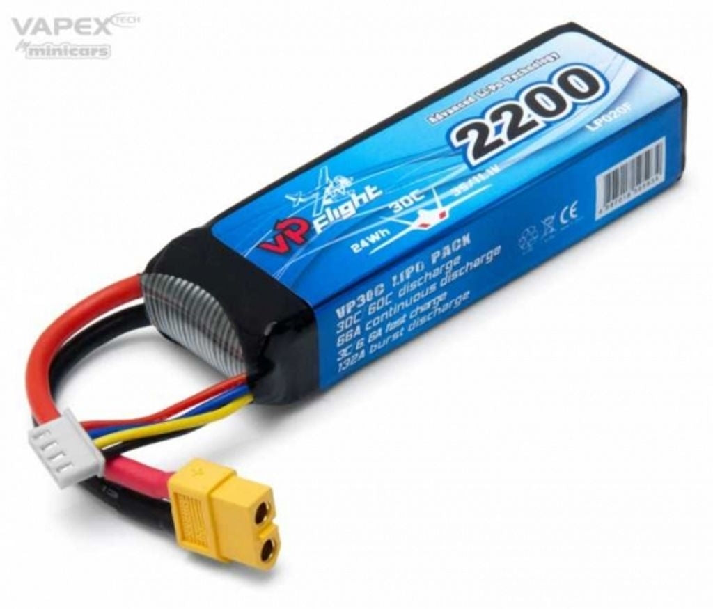 Li-Po 3S 11.1V 30C 2200 mAh, XT60-kontakt Vapex