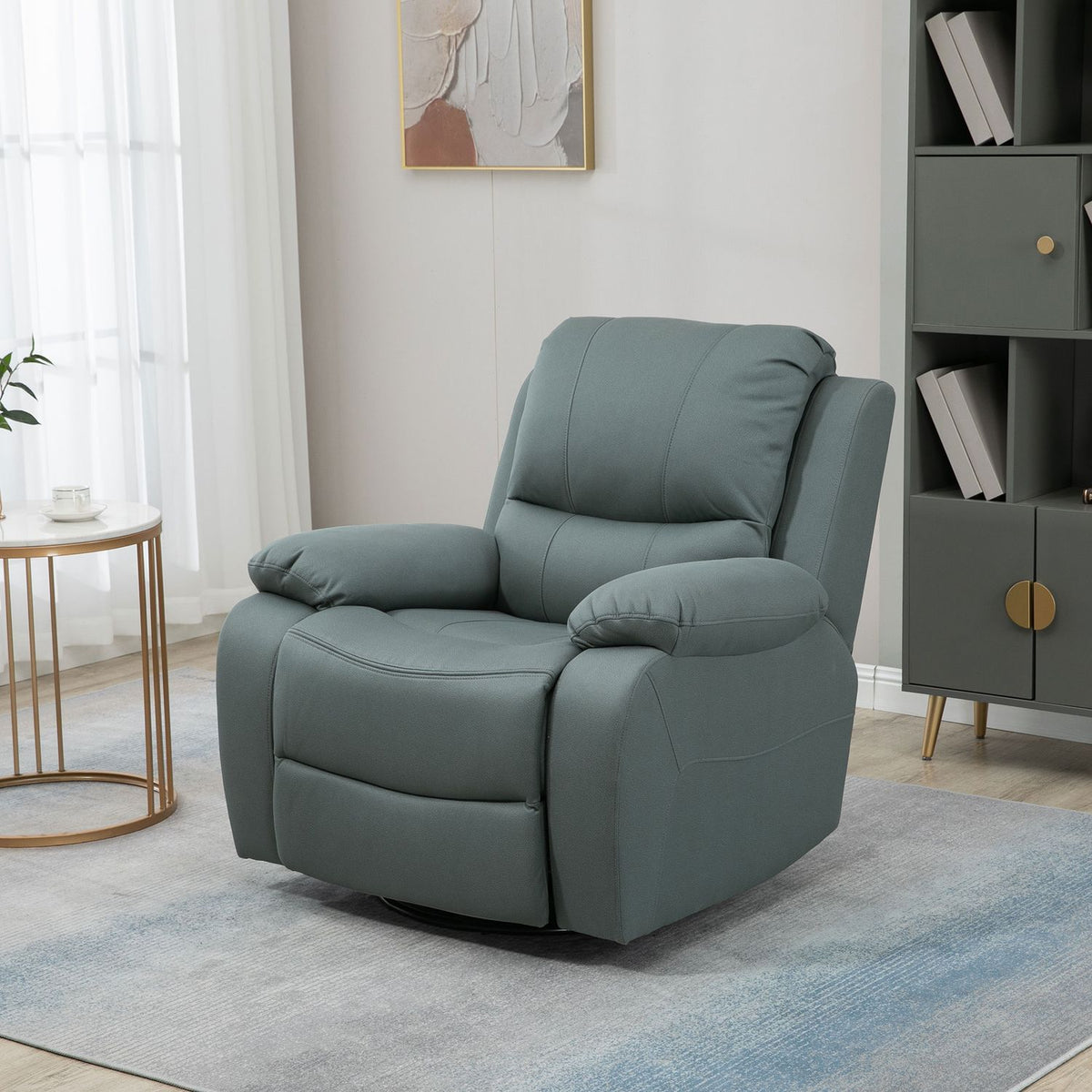 Liggande avkopplingsstol med fotstöd, grön polyester