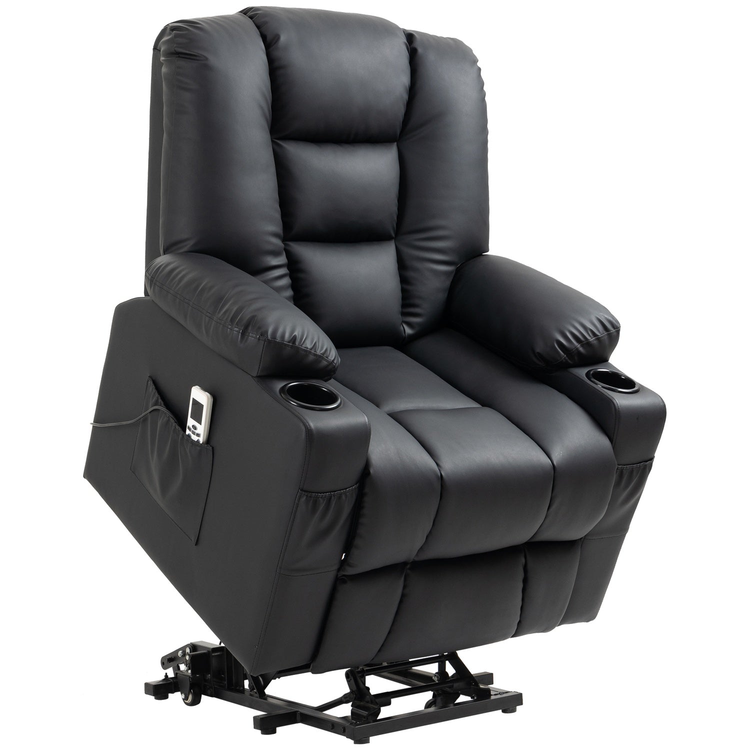 Liggande massagestol, USB & Fjärrkontroll, 150 kg Kapacitet, Svart