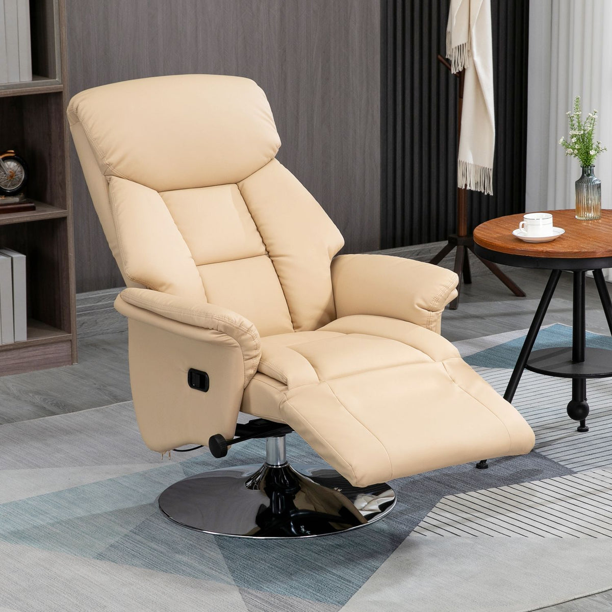 Lenestol, kunstskinn, 360° dreibar, beige