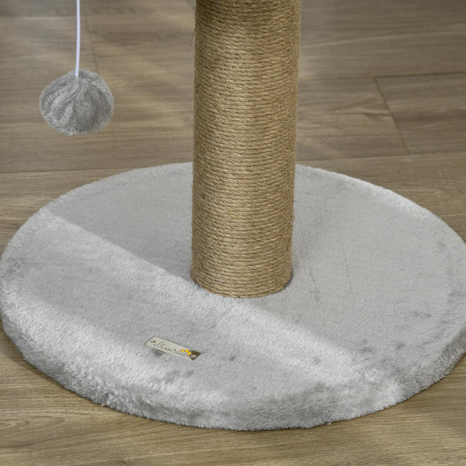 Kattskrapstolpe med lekboll och liggplats, grå