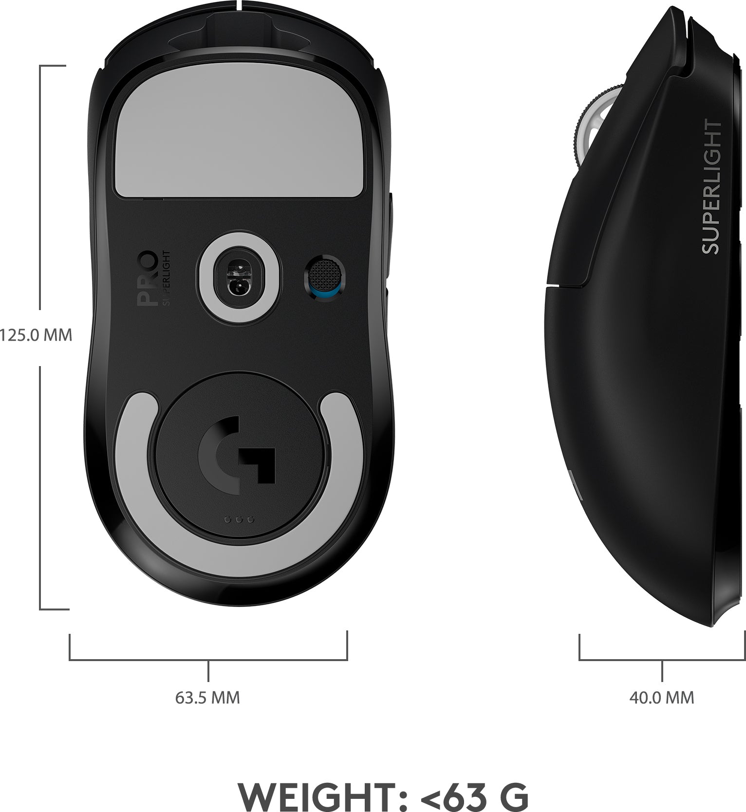 Logitech Pro X Superlight - spelmus, svart