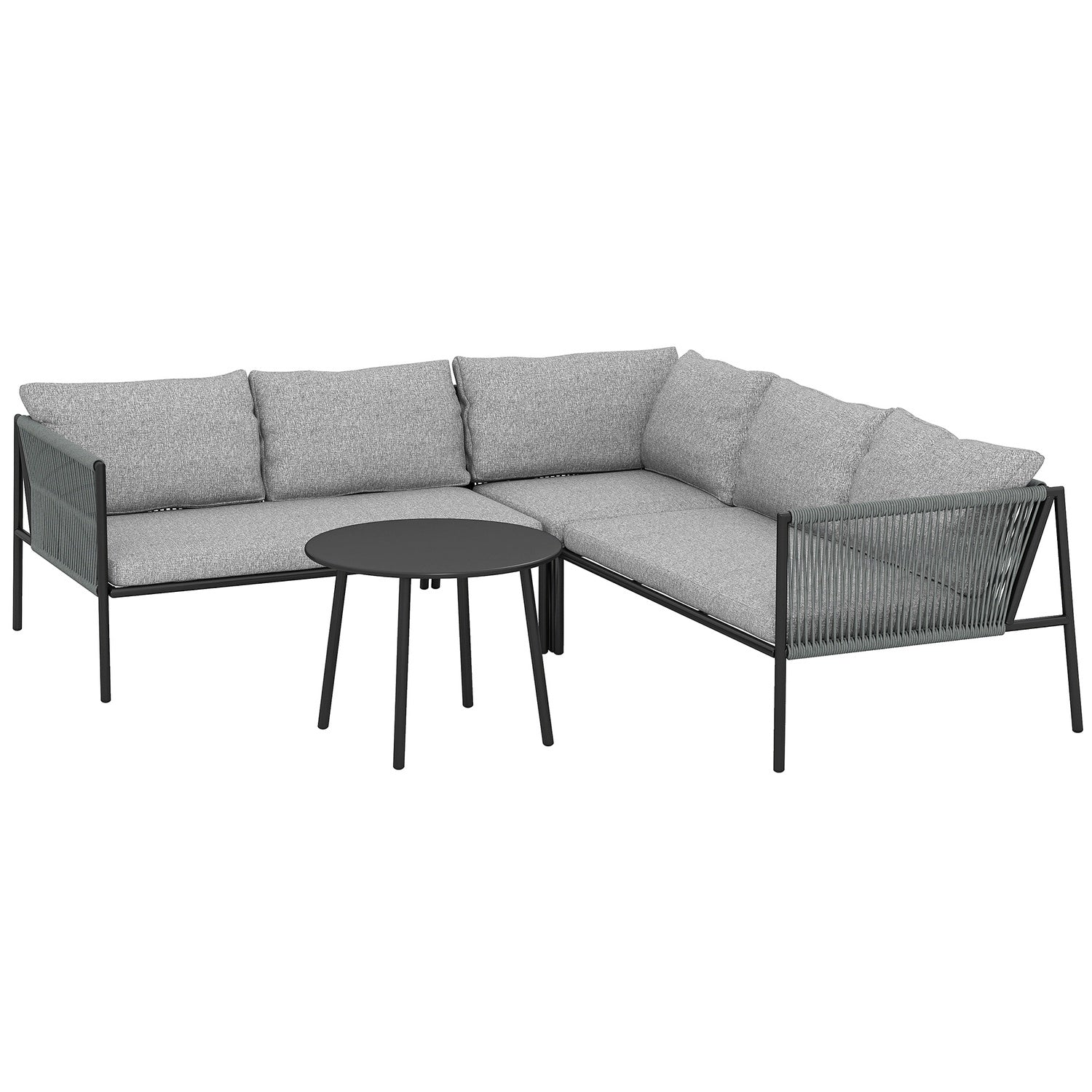 Loungeset i polyrattan utomhus, väderbeständig sittplats för 6 personer