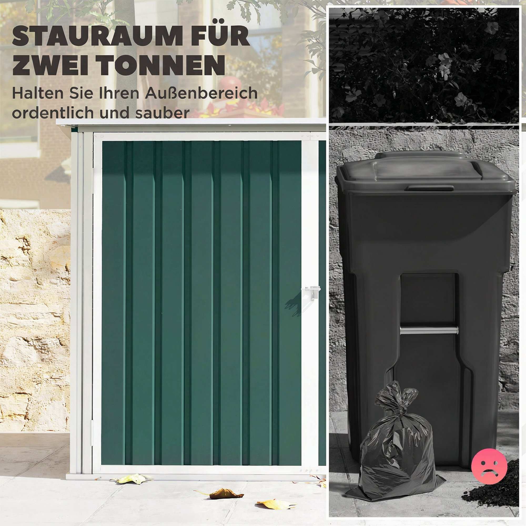 Låsbar stålbehållare för 2 behållare med dubbeldörrar