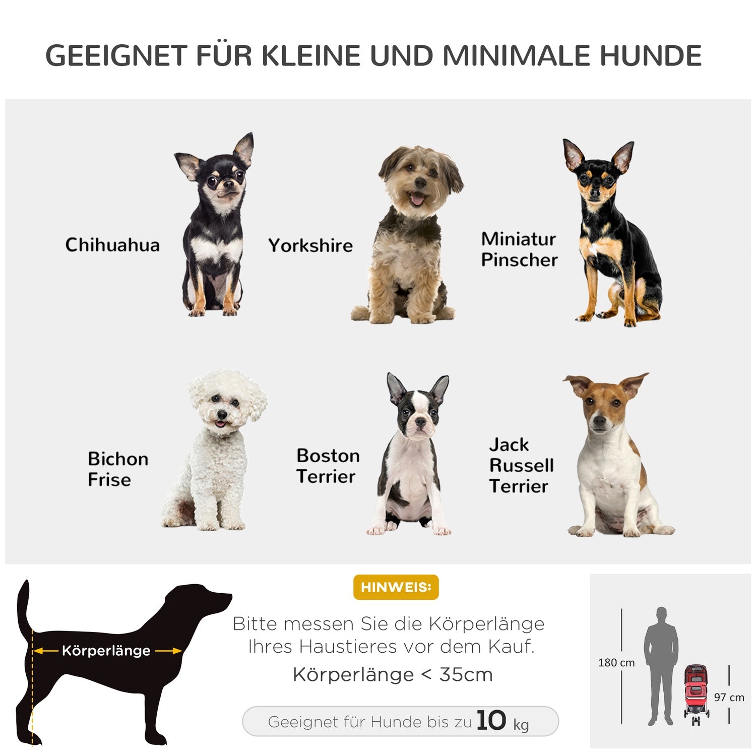 Lätt hopfällbar hund- och kattvagn – Röd