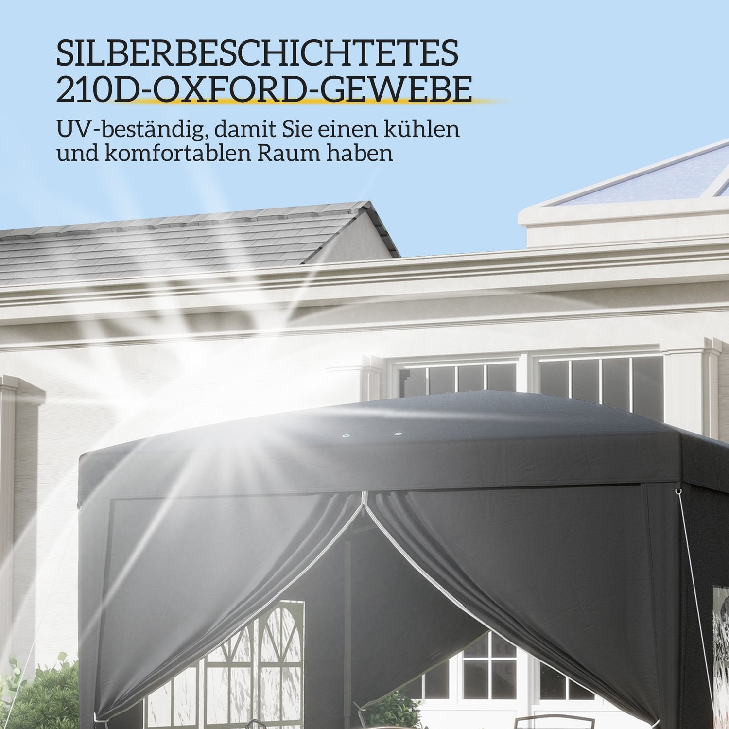 Pop-Up Gazebo 3x3m, Vattenavvisande, UV 50+, Svart
