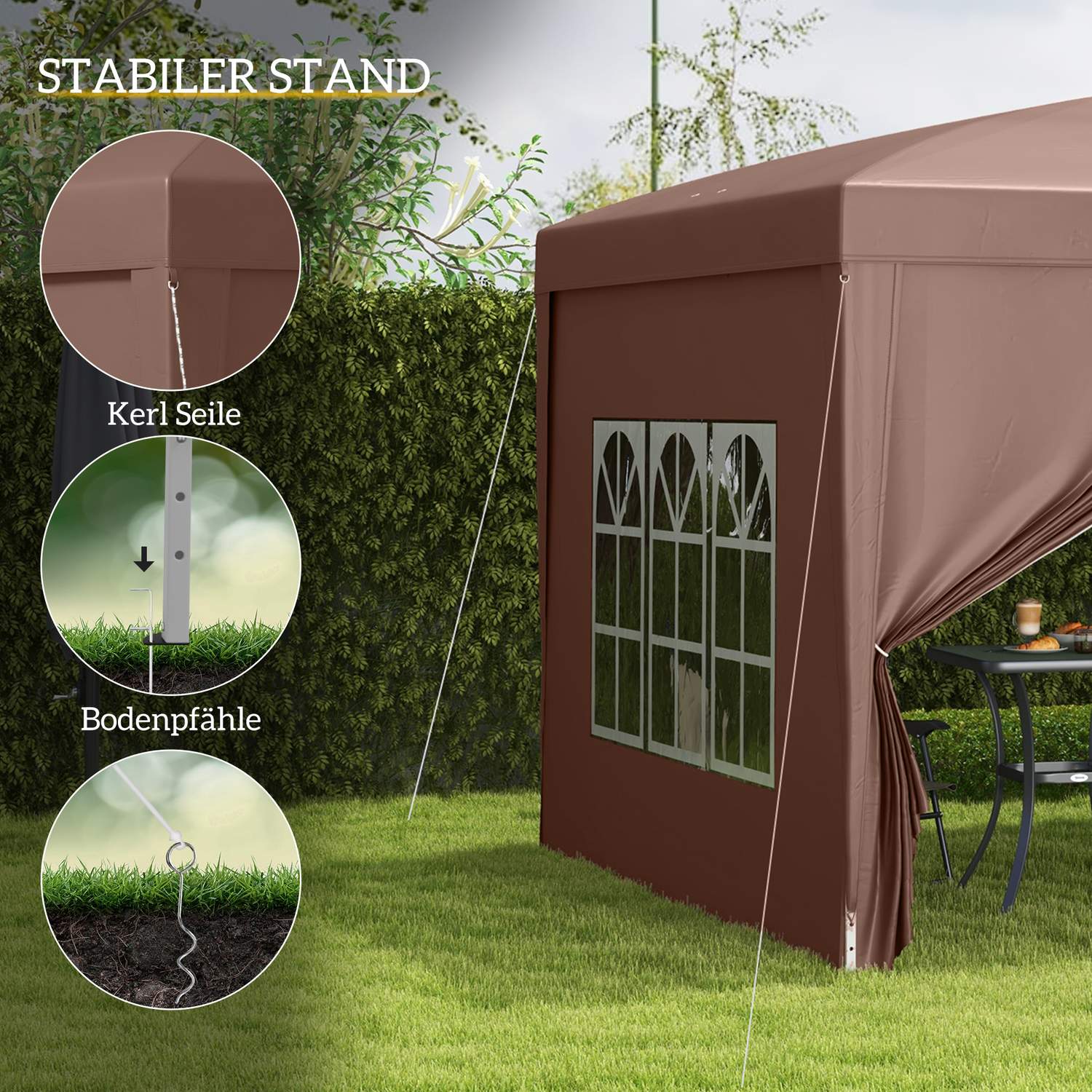 Pop-Up Gazebo 3x3m, UV-skydd, Vattenavvisande, Stabil