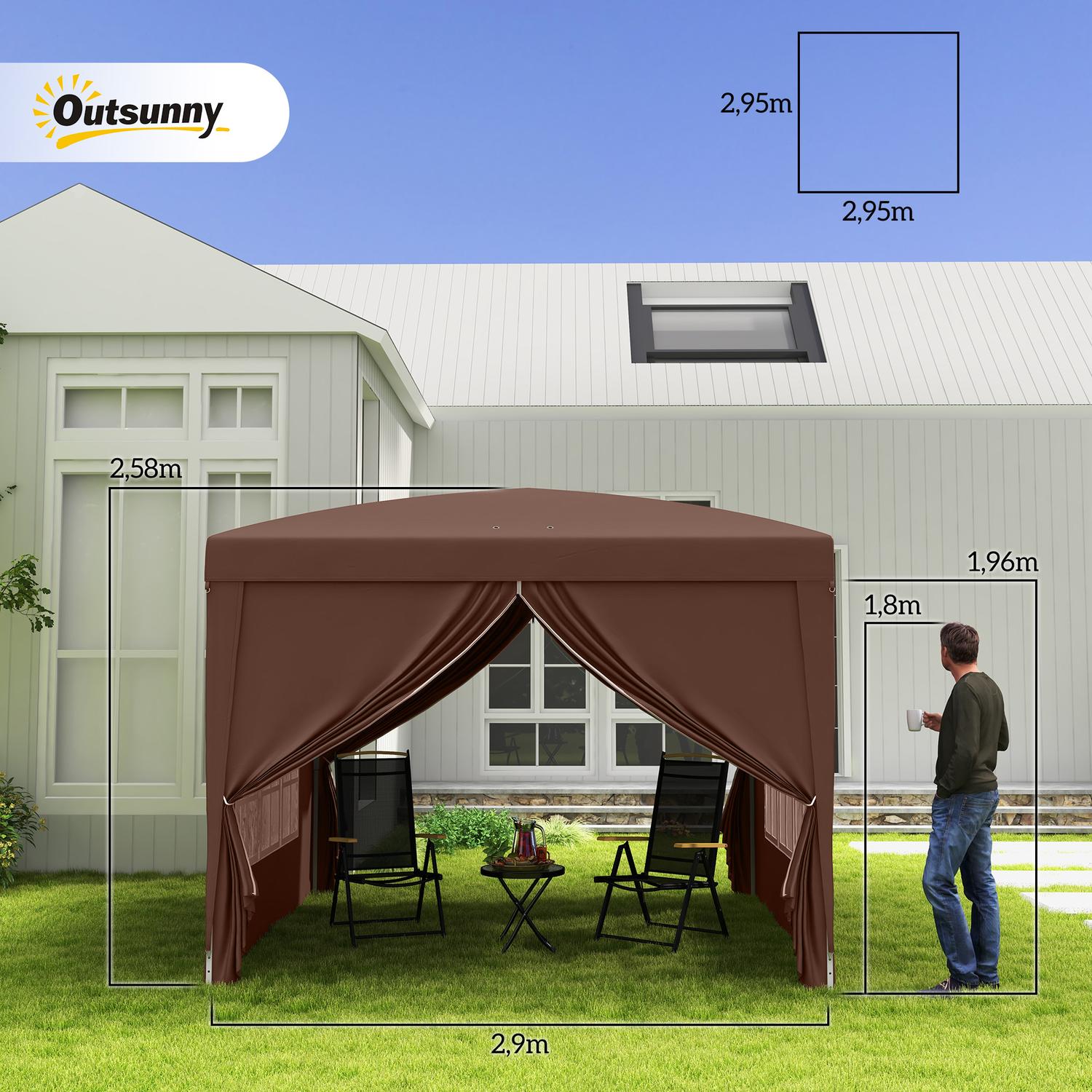 Pop-Up Gazebo 3x3m, UV-skydd, Vattenavvisande, Stabil