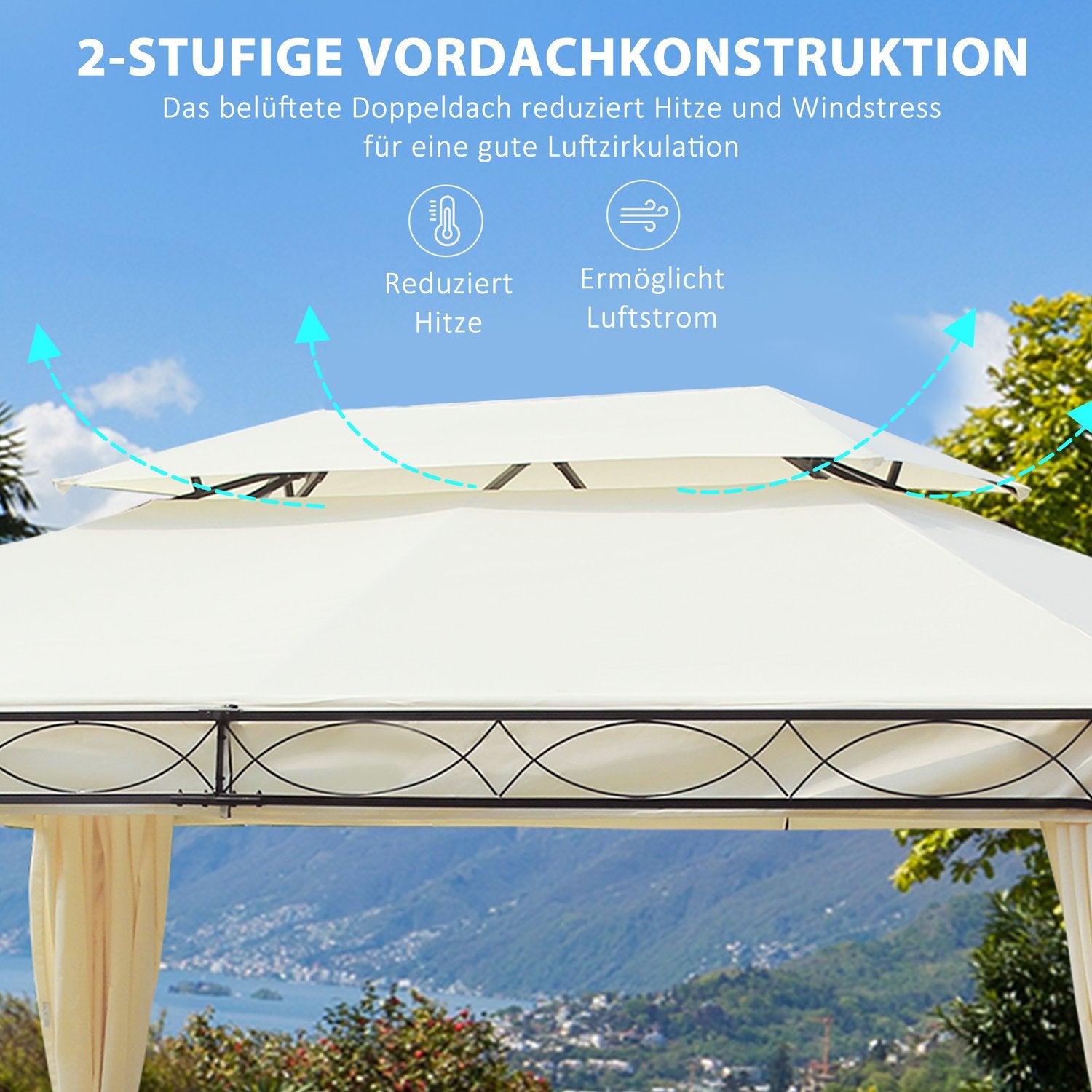 Cream Luxury Garden Pavilion Tält 3x4 m – Perfekt för terrass