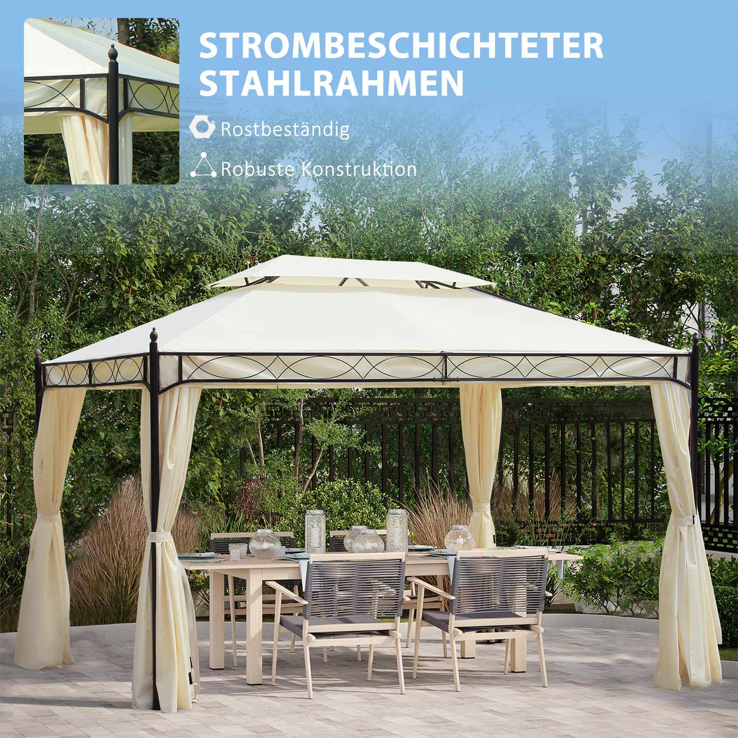 Cream Luxury Garden Pavilion Tält 3x4 m – Perfekt för terrass