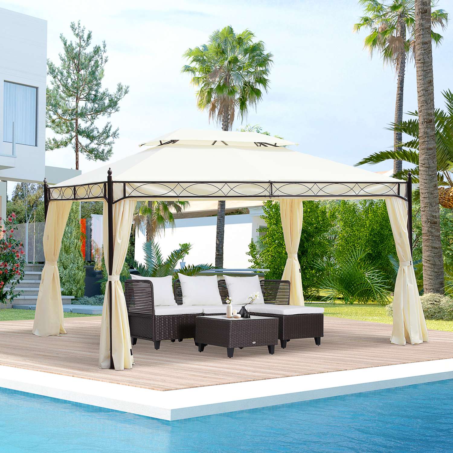 Cream Luxury Garden Pavilion Tält 3x4 m – Perfekt för terrass