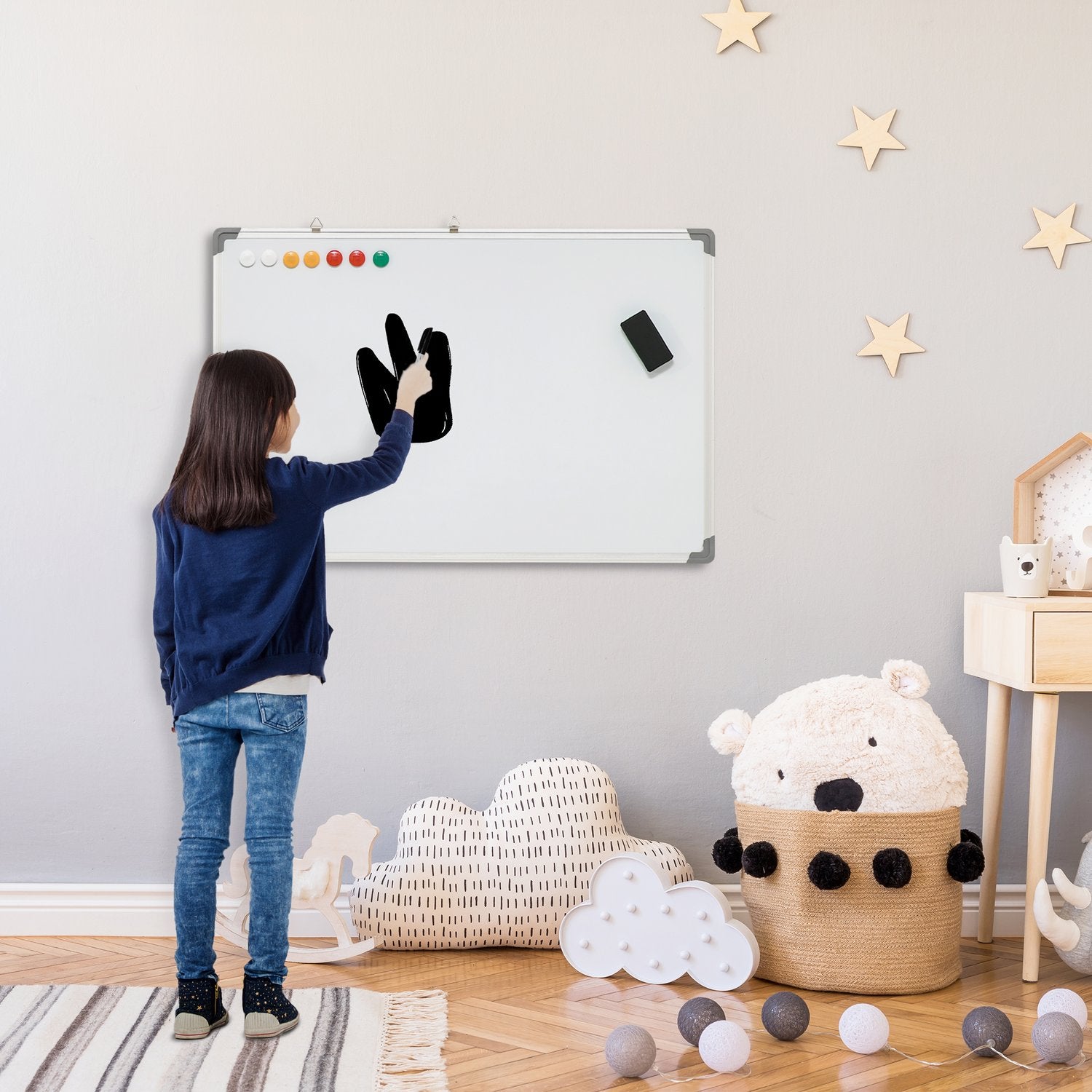 Magnetic Dry Erase Whiteboard med tillbehörsuppsättning