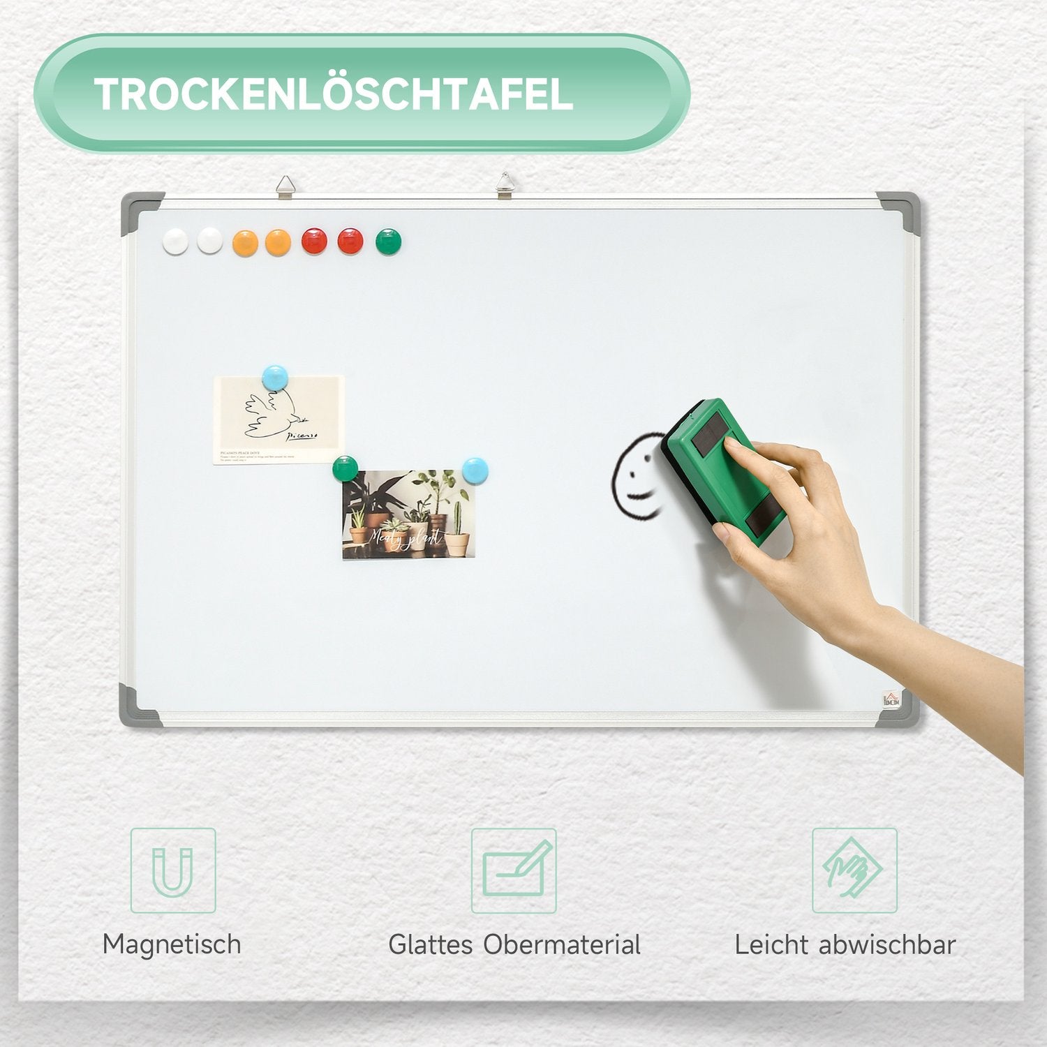 Magnetic Dry Erase Whiteboard med tillbehörsuppsättning