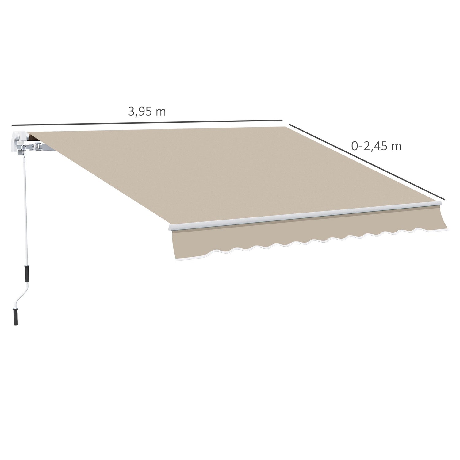Manuell fällarmsmarkis, 4m, Solskydd, Vit/Beige