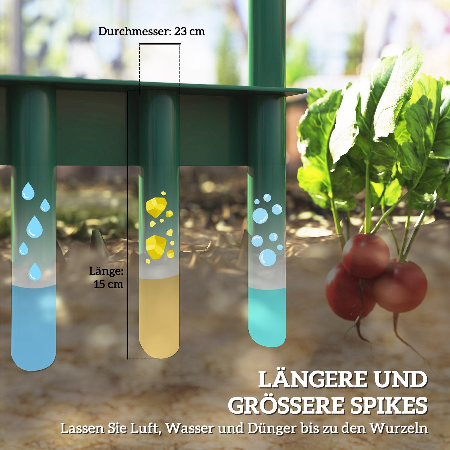 Manuell gräsmatta luftare, 30 cm bred, halkfritt handtag