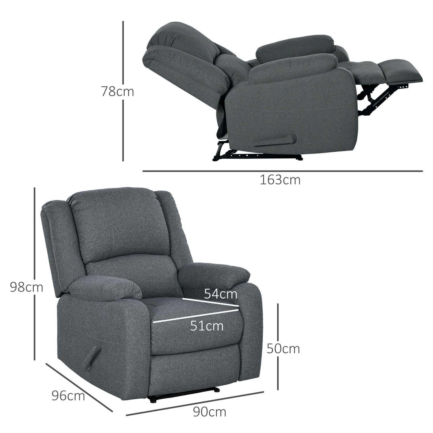 Liggstol med fotstöd, 150 kg kapacitet, linnelook