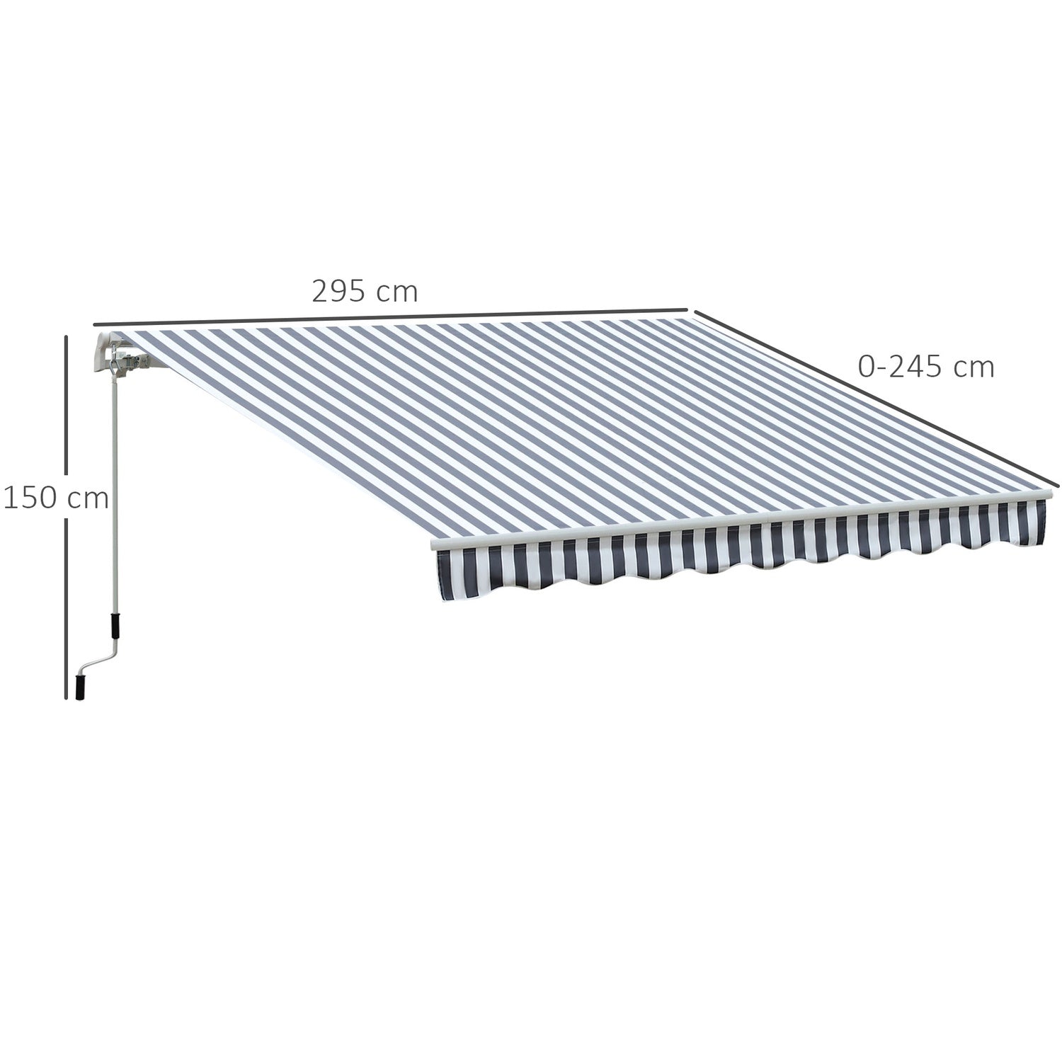 Balkongfällbar markis, Grå/Vit, 2,95 x 2,45 M