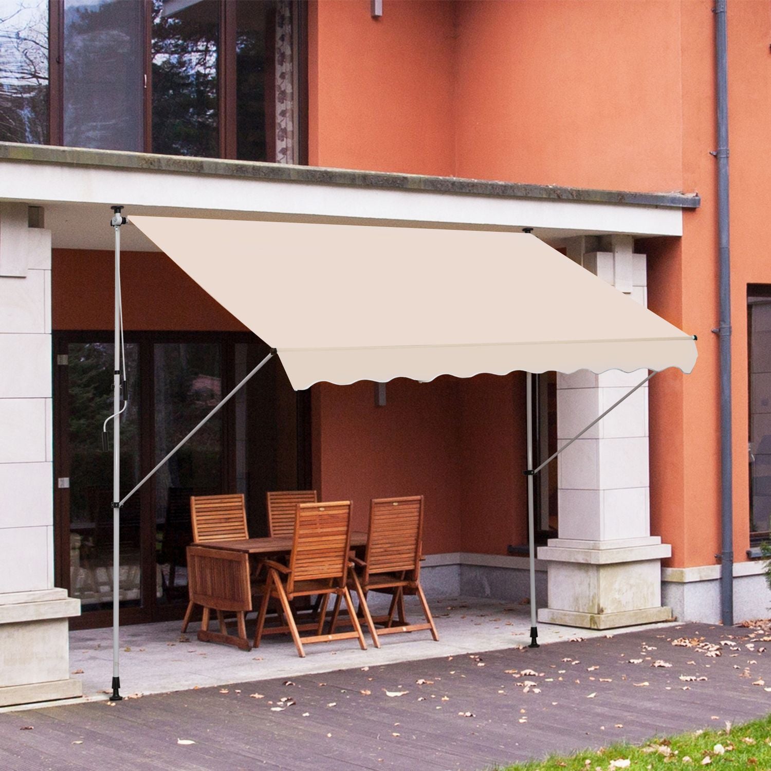 Justerbar fällarmsmarkis i aluminium, 300 x 150 cm, Beige