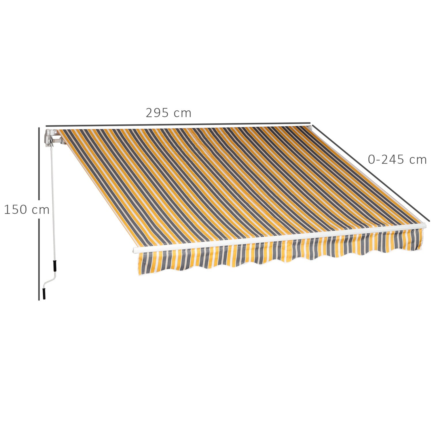 Balkong Fällmarkis, Handvev, 3x2,5m, Gul/Grå