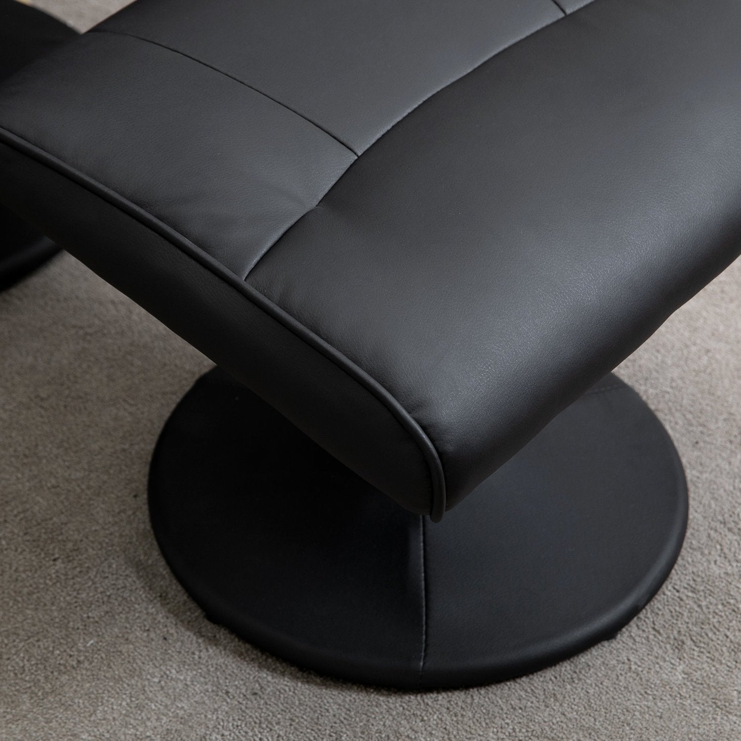 Massagefåtölj med ottoman; Svart konstläder