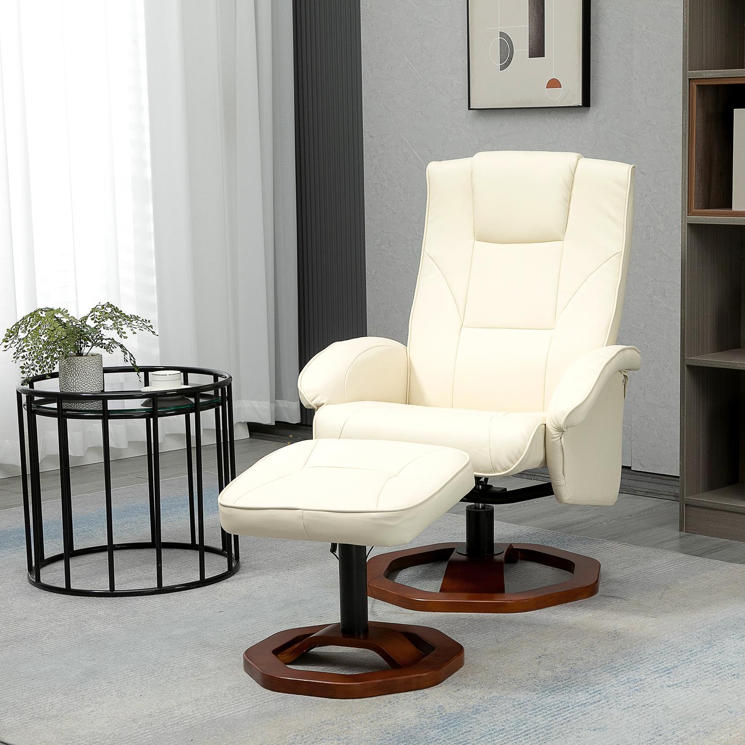 Massageloungestol med 360° rotation, konstläder, kräm/brunt