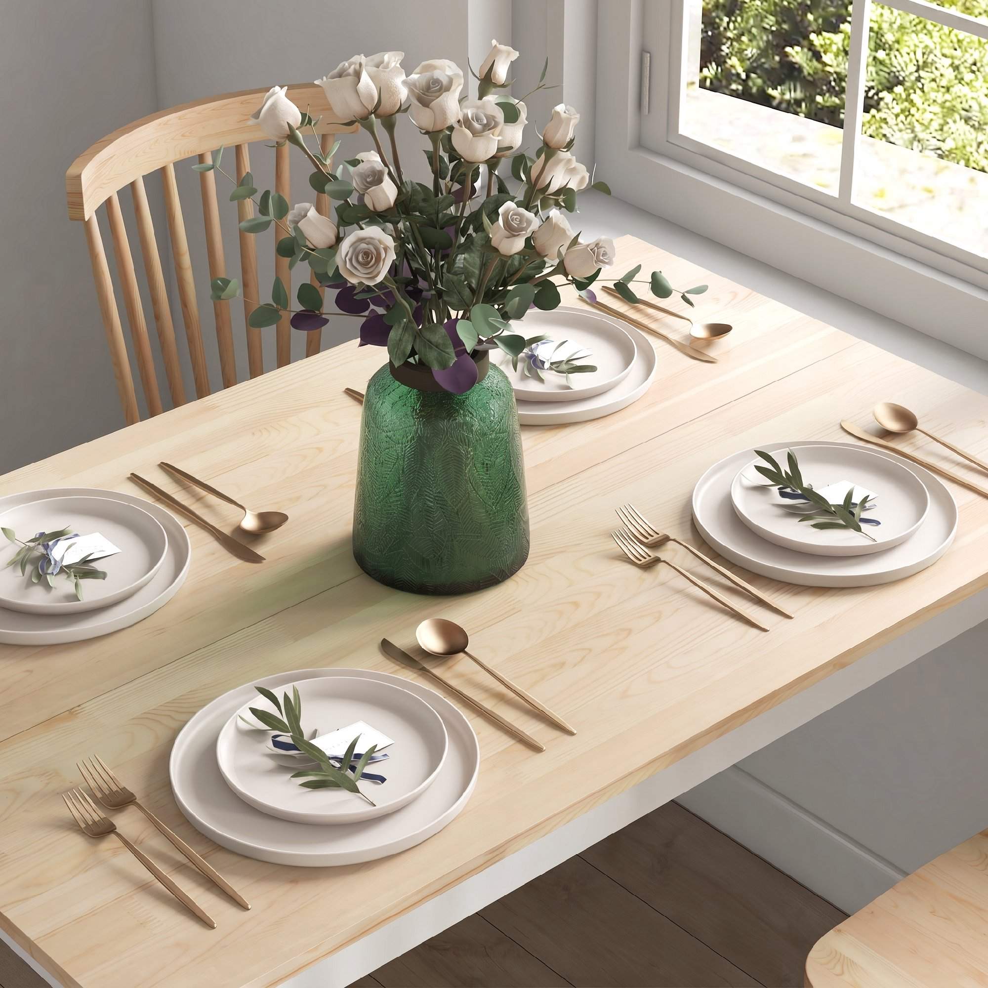 Matbord 120 x 75 cm, lantlig furu, plats för 4