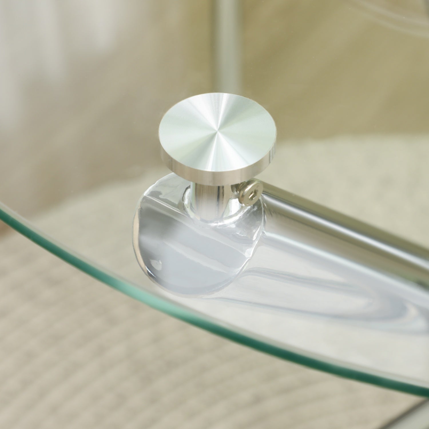 Runt matbord i glas, Stålfot, Sittplatser 4, Ø80 cm