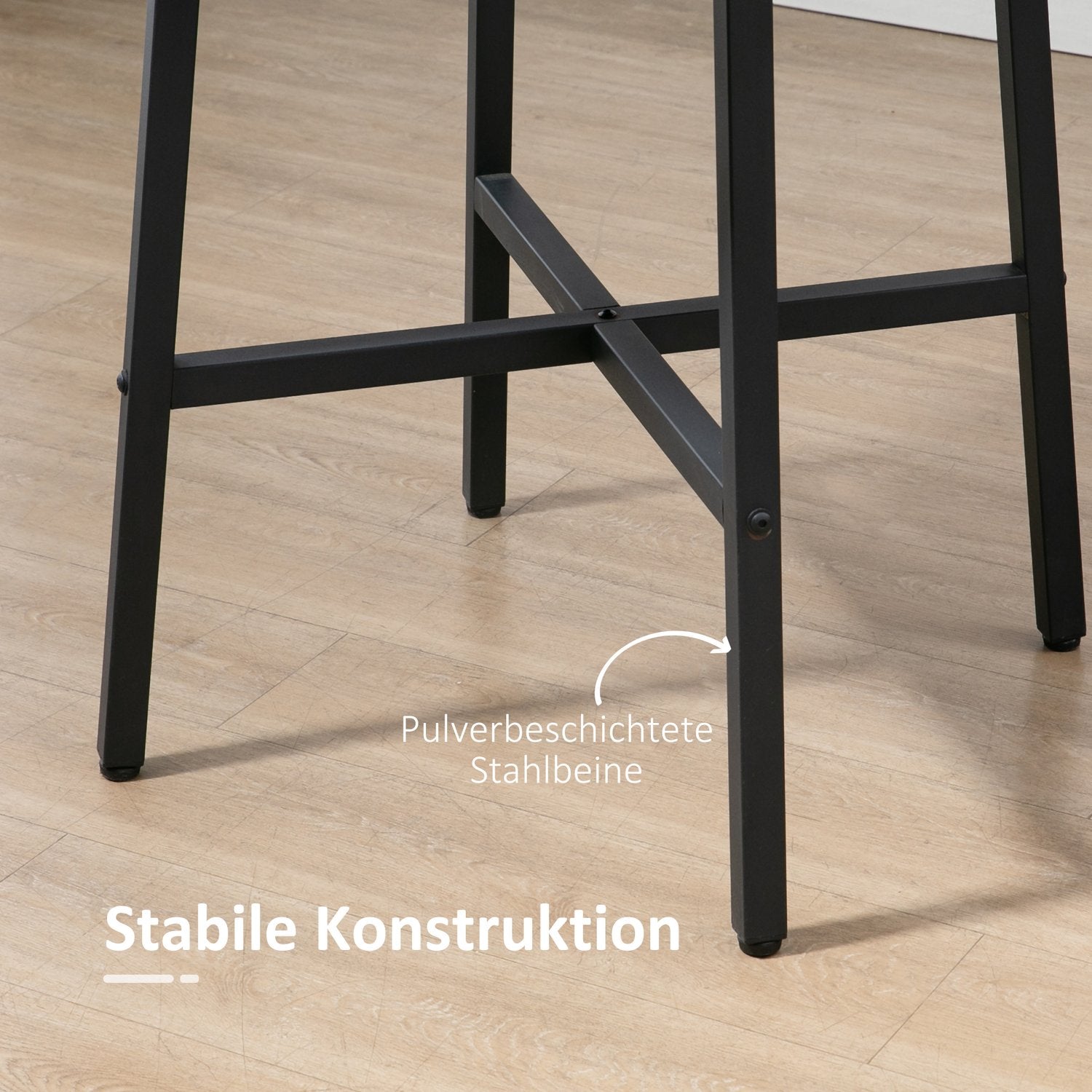 Matbord i stål för 4, 80x80x76 cm, brun finish