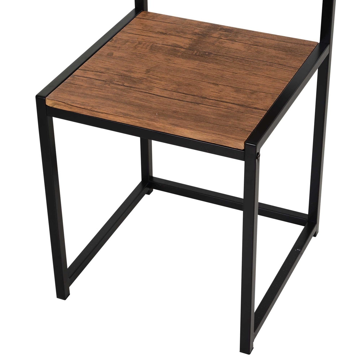 Matsalsset: bord med 2 metallstolar, naturlig finish