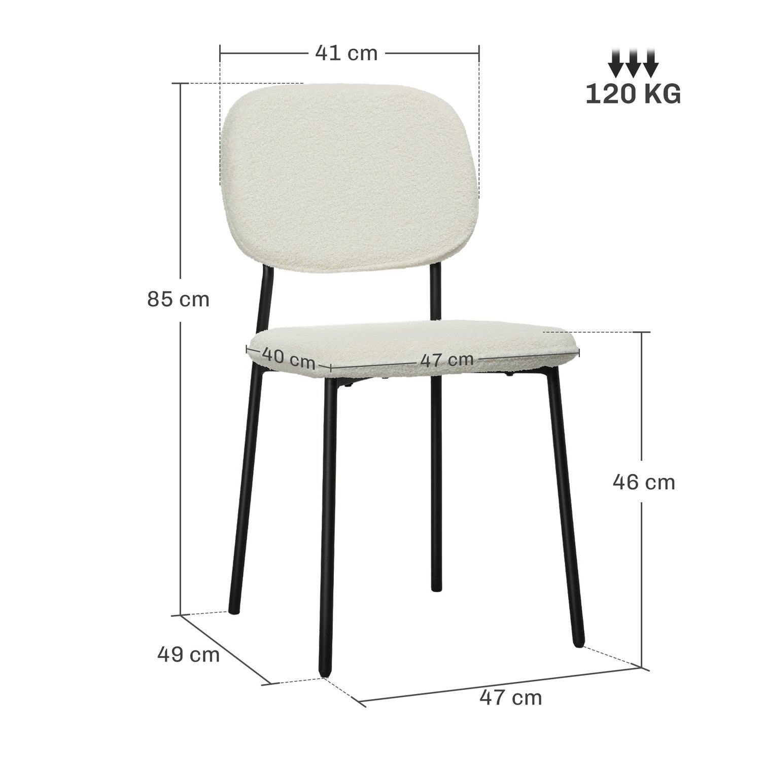 Set med 4 matstolar i vit sammetslook med ryggstöd