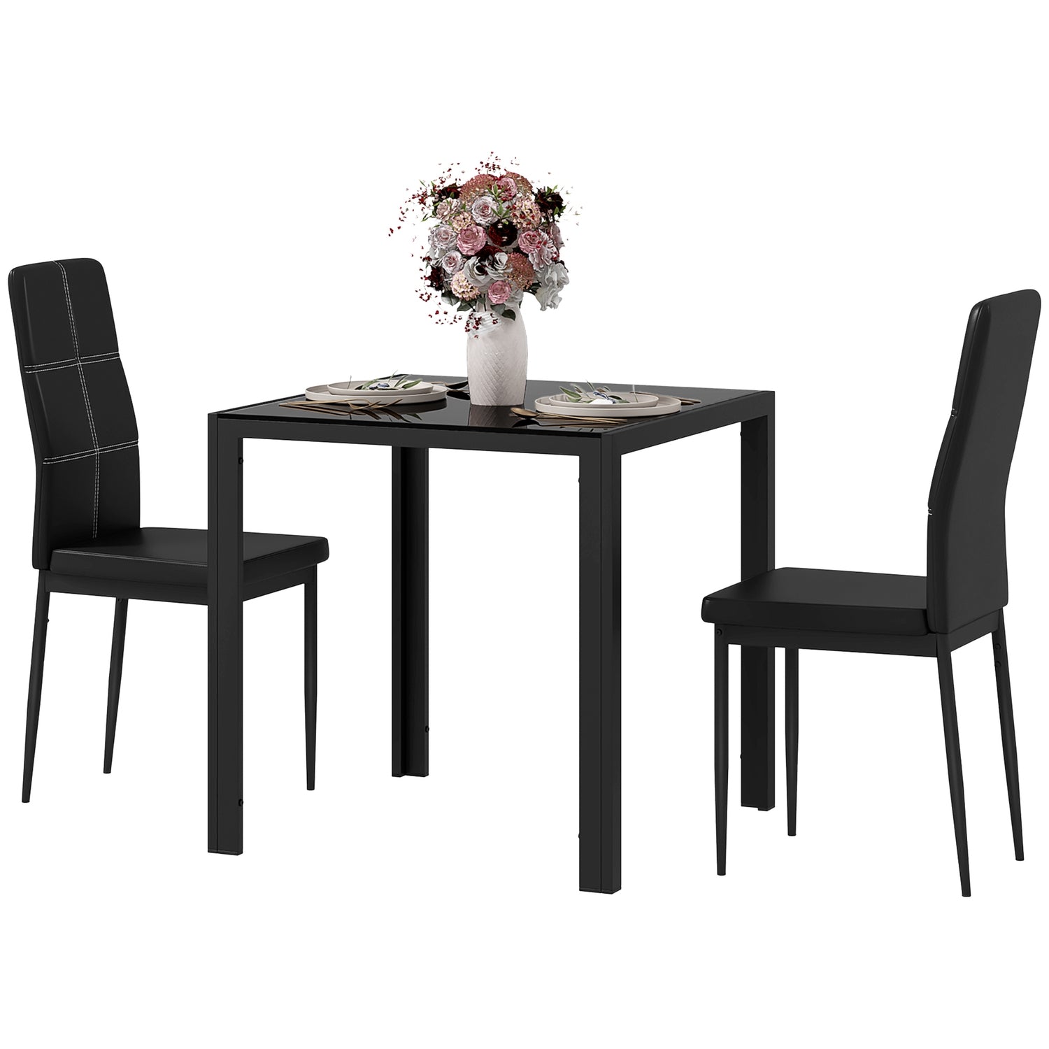 Matställ matbord med 4 stolar platsbesparande matsalsgrupp sittgrupp svart