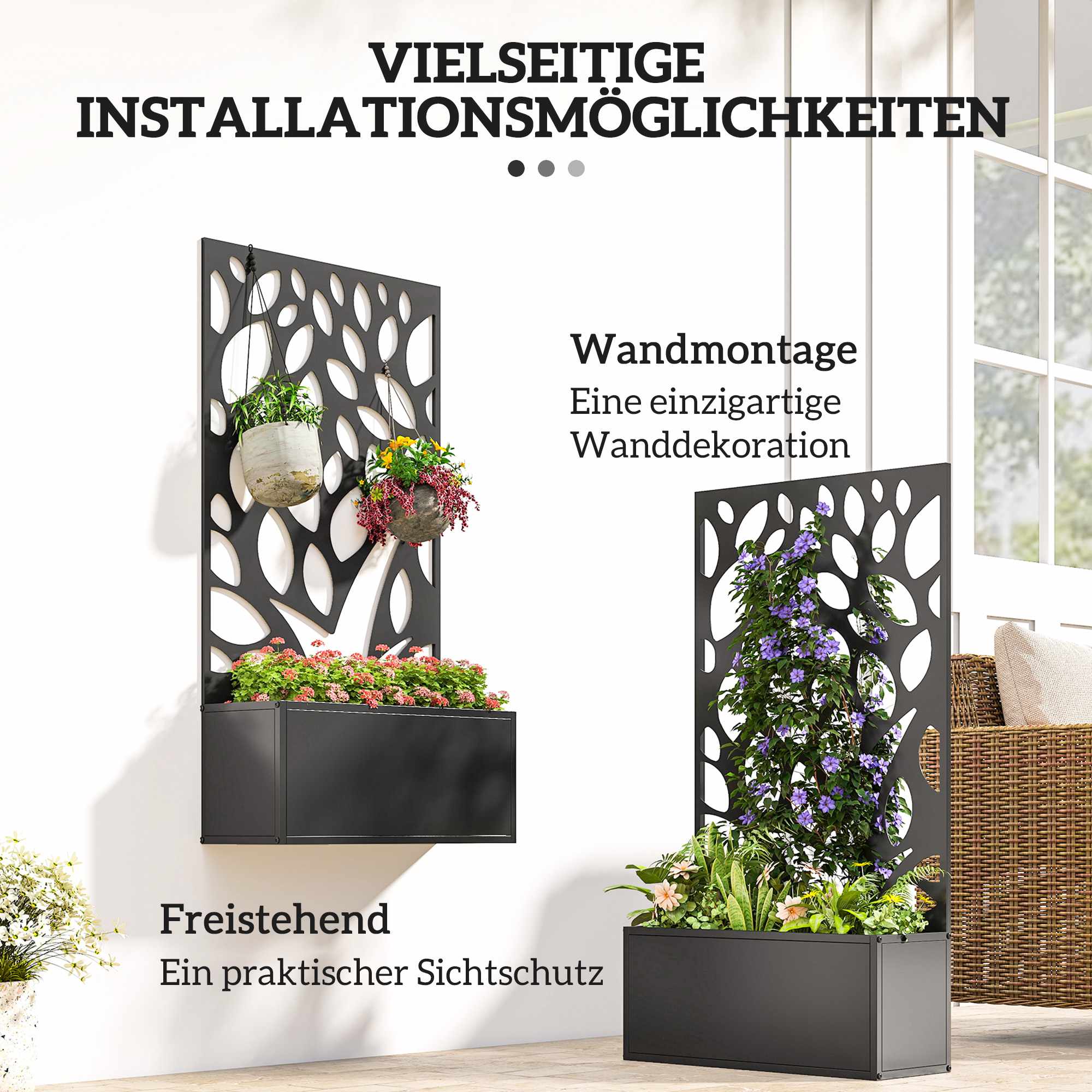Metallkruka med spaljé, väggmonterad eller fristående