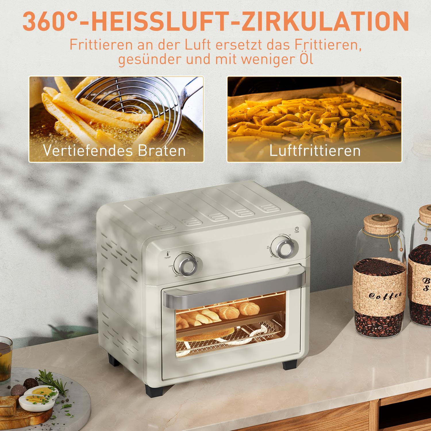 Mini Air Fryer Ugn 10L, Rostfritt Stål, Pekskärm, 1000W