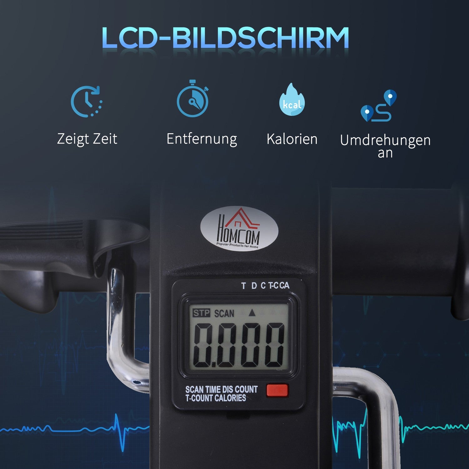 Mini Bike Pedal Trainer, LCD Display, Gjutjärn, Svart